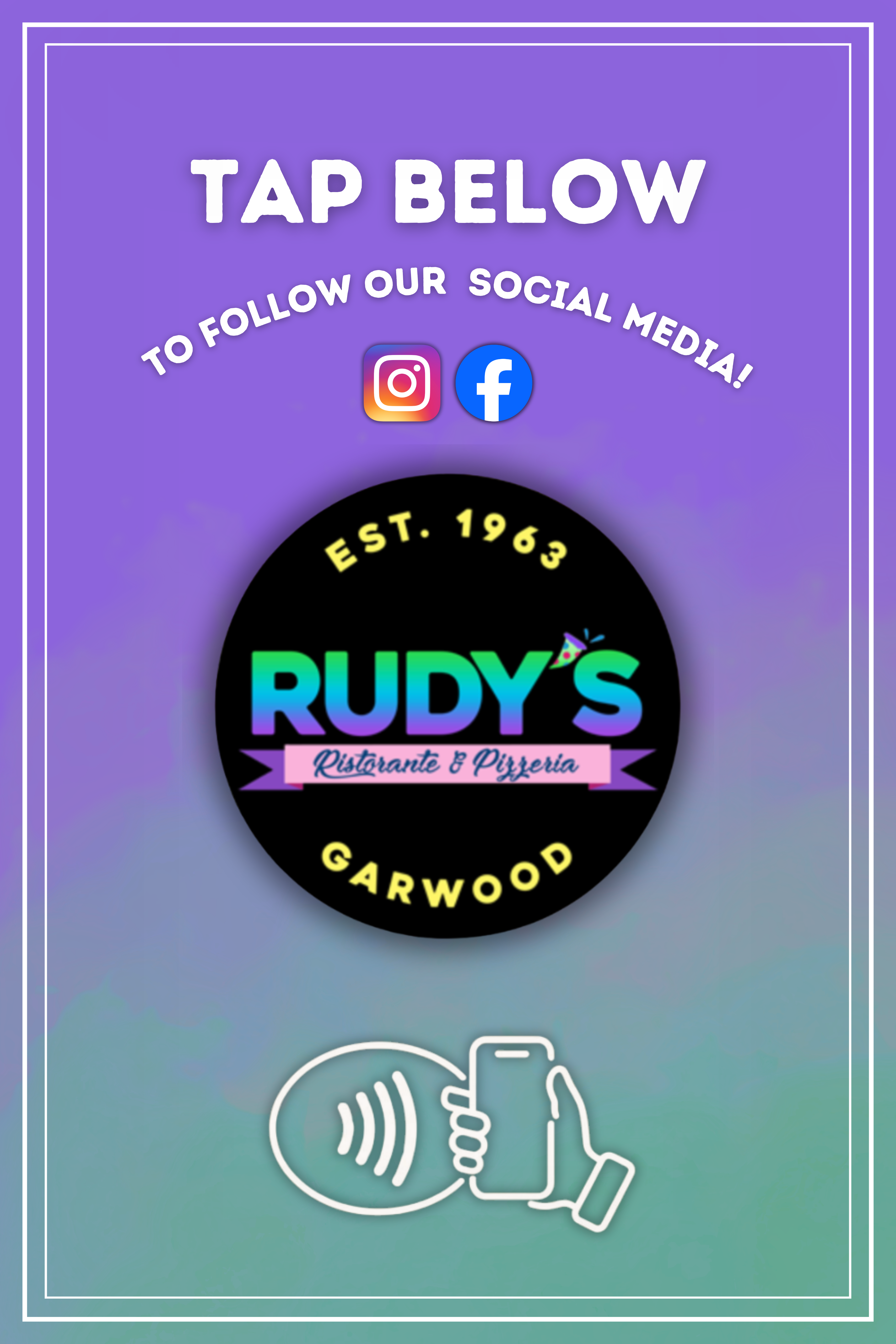 Rudy's Ristorante & Pizzeria social media tap card